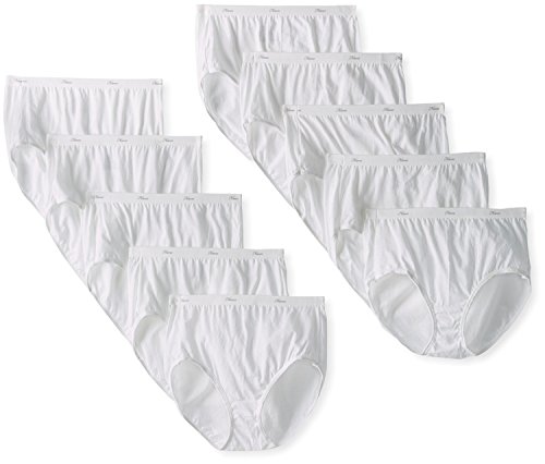 Hanes byHanes Womens Cotton Brief 10-Pack (White, Size 11) | Plus Size Wear